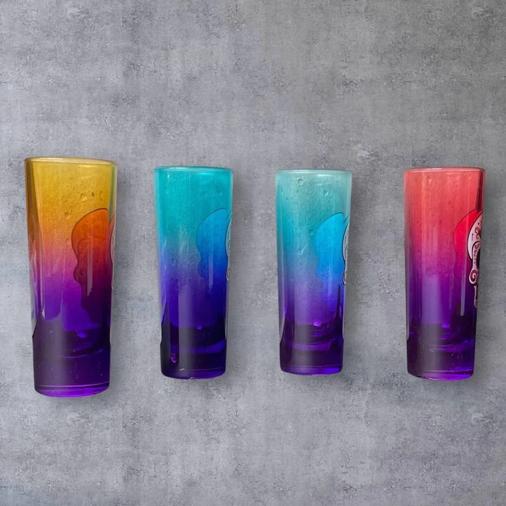 Candy Skull Tall Shooters Set of 4 Day of the Dead 4” Tall 2 Fl. oz.